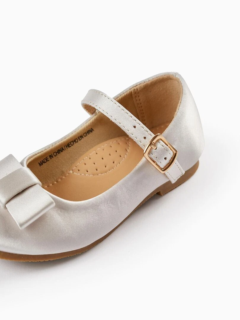 Sabots en satin avec nœud pour bébé fille  CÉRÉMONIE   Blanc