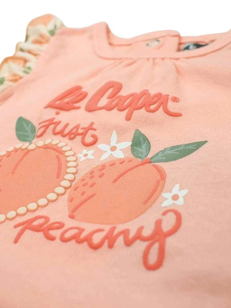 Lee Cooper   Combishort bébé fille imprimé logo en coton   Orange clair