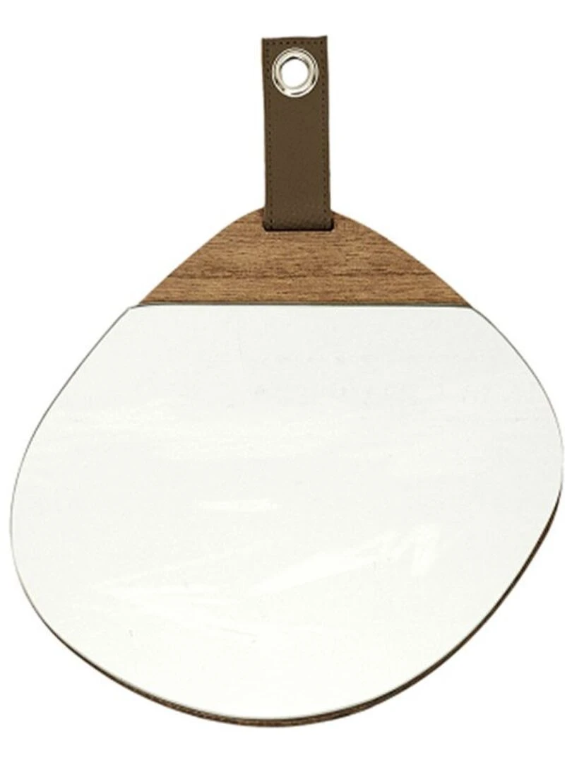 Miroir galet bois 25x25 cm Marron