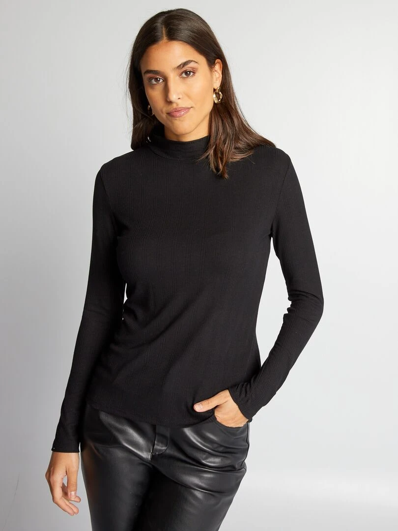 Sous pull en maille côtelée noir