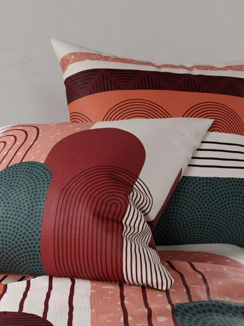 Housse de couette Galio + taie(s) coton 57 fils Rouge