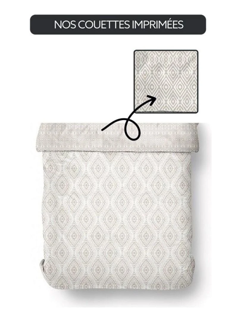 Couette imprimée 220x240 cm Today 1.3 motifs taupe   Beige