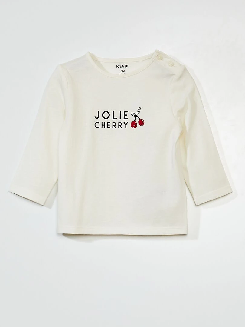 T shirt manches longues imprimé Blanc