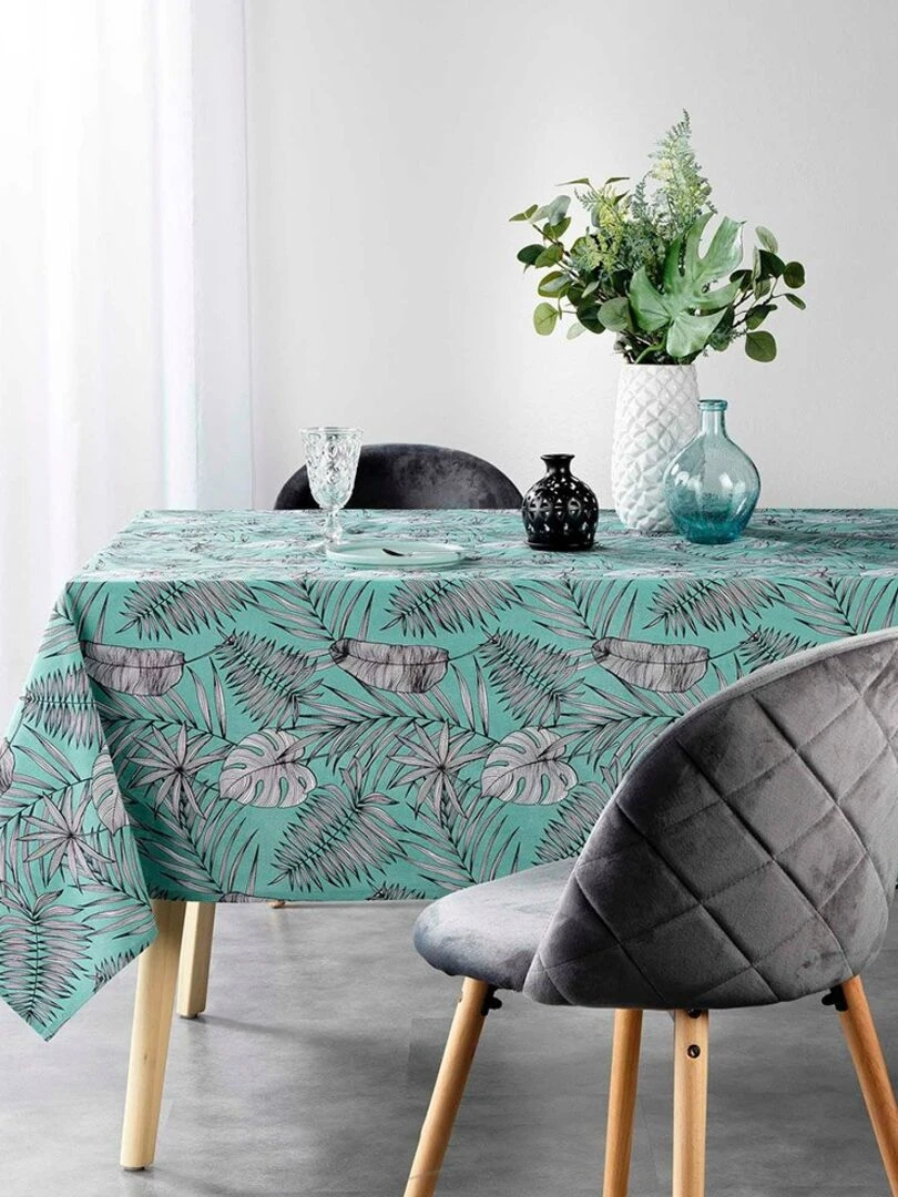 Nappe rectangulaire 140x240 cm Puebla menthe polycoton Bleu