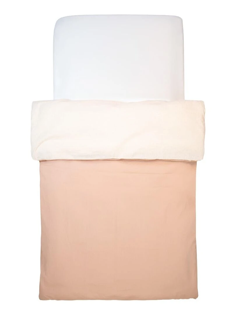 Housse de couette réversible en Lin lavé Orange clair