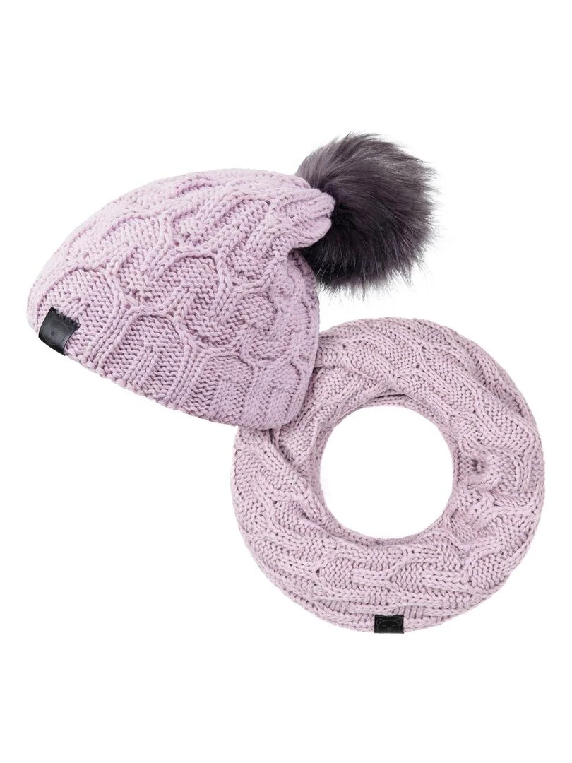 Ensemble Snood Bonnet Maribel Made in UE Mauve lilas