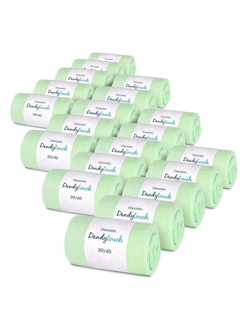Chaussettes Jersey Coton Lot 20 Paires Fabrication UE Vert jade