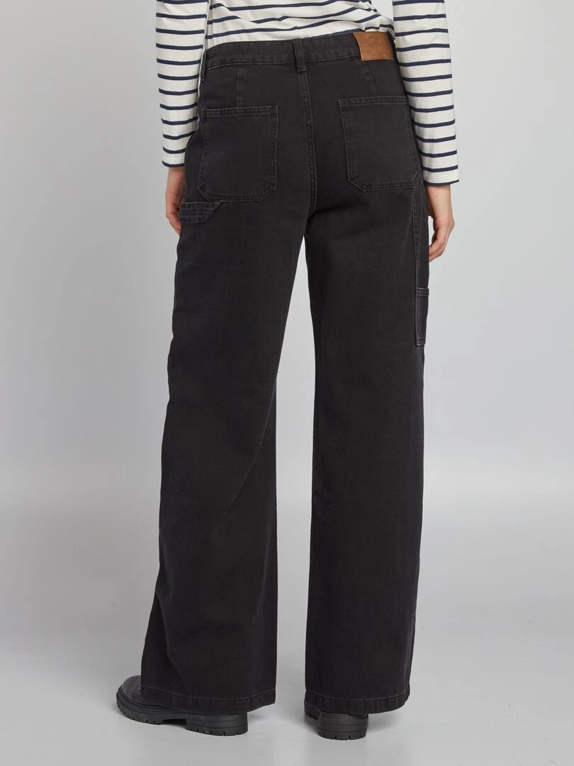 Pantalon en denim taille haute   Gris