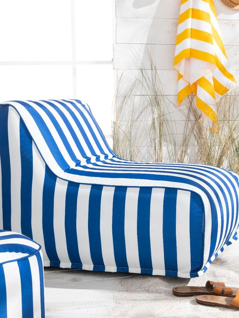 Fauteuil gonflable à rayures bleu