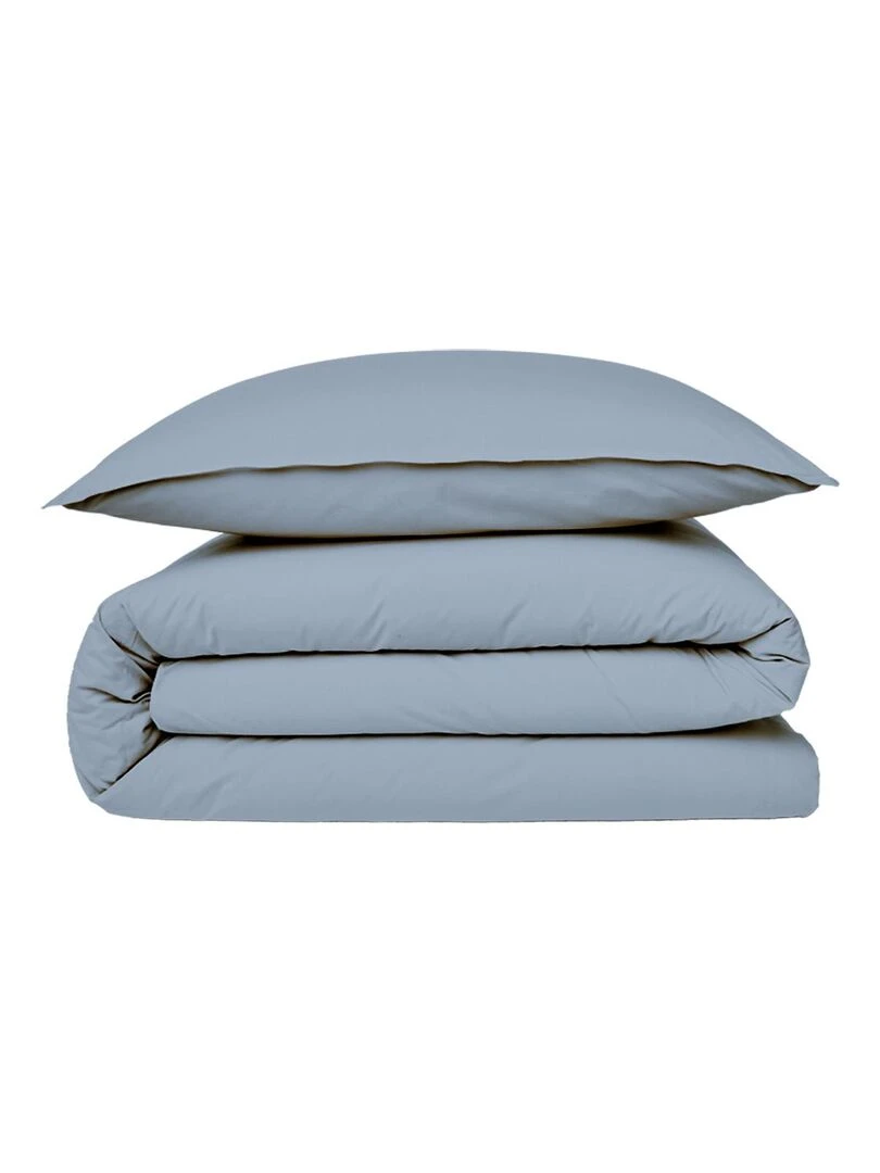 Future Home   Housse de couette en coton 57 fils unie   Bleu