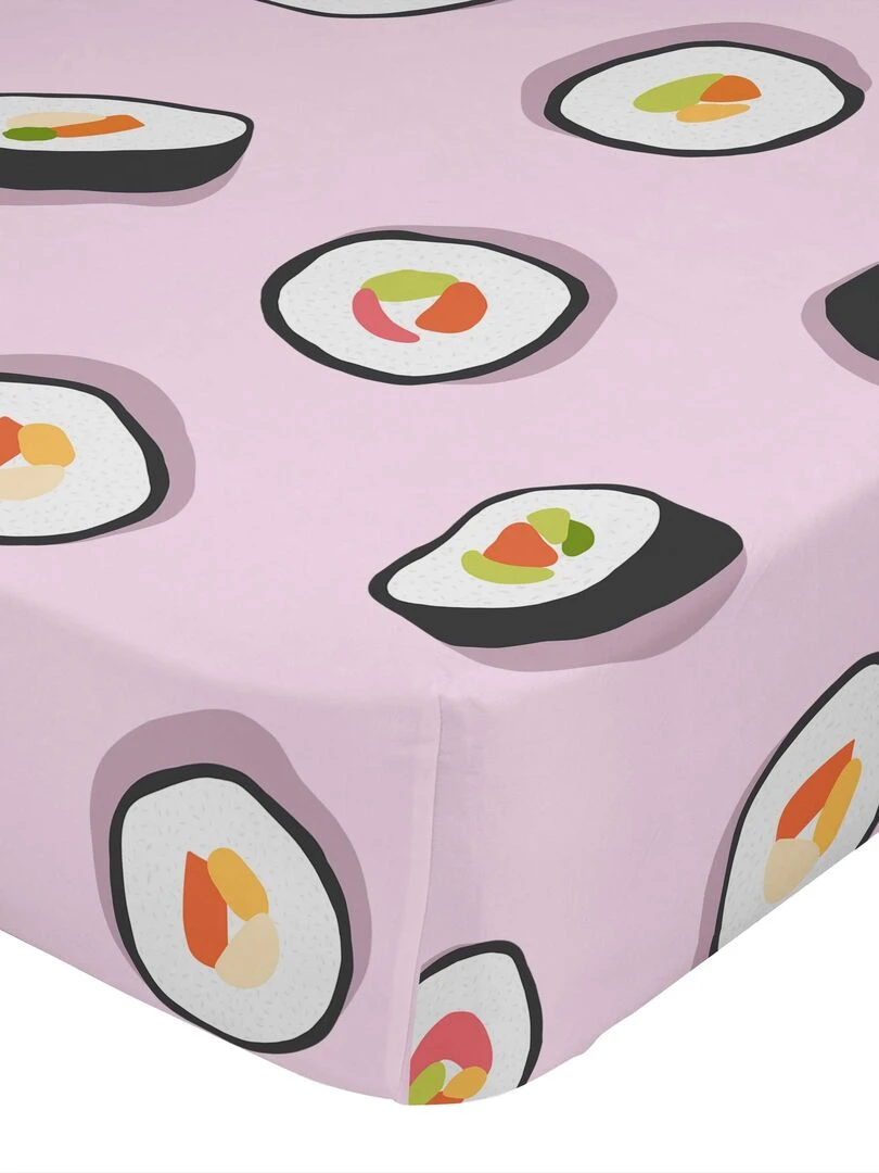 Drap housse Sushi "Happyfriday" Blanc