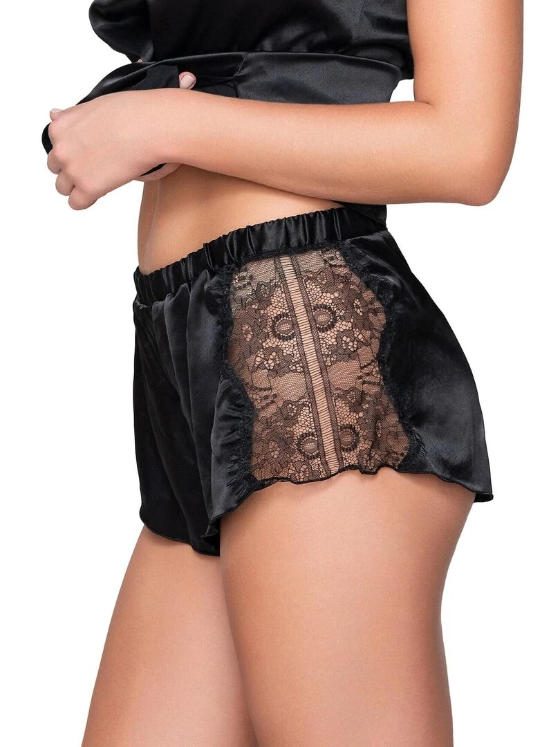 Short Bas pyjama Prestige Satin   Noir