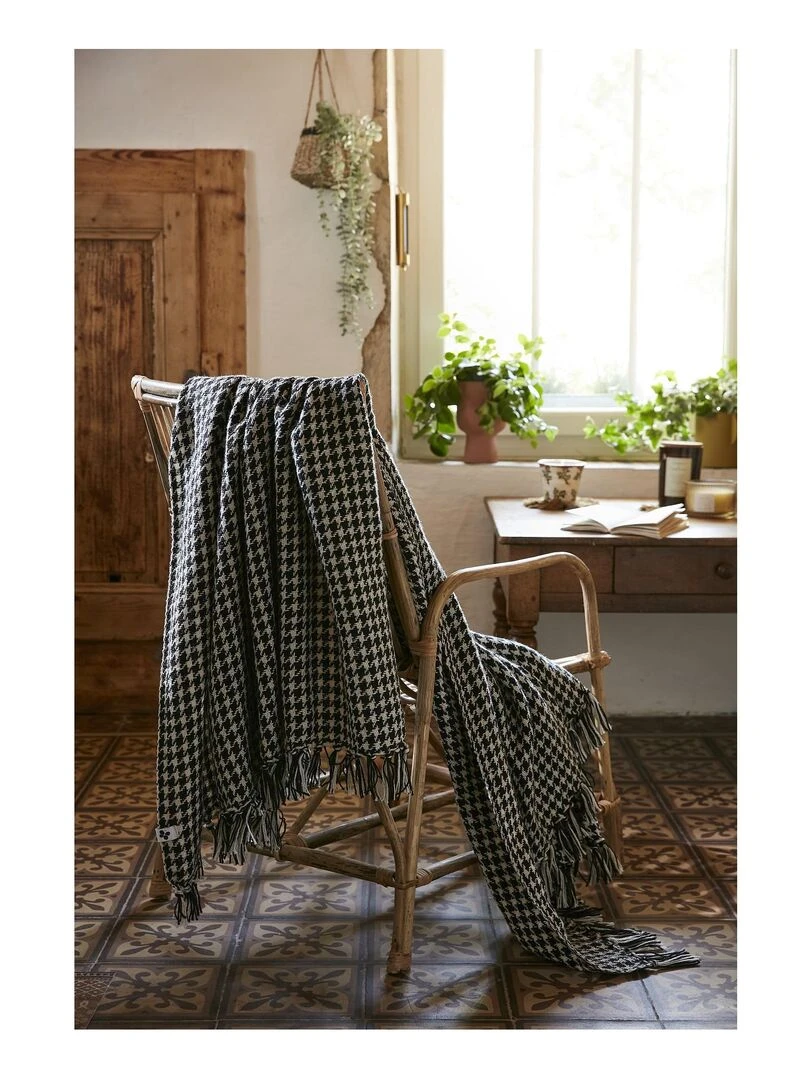 Plaid a franges Gaspard   Noir