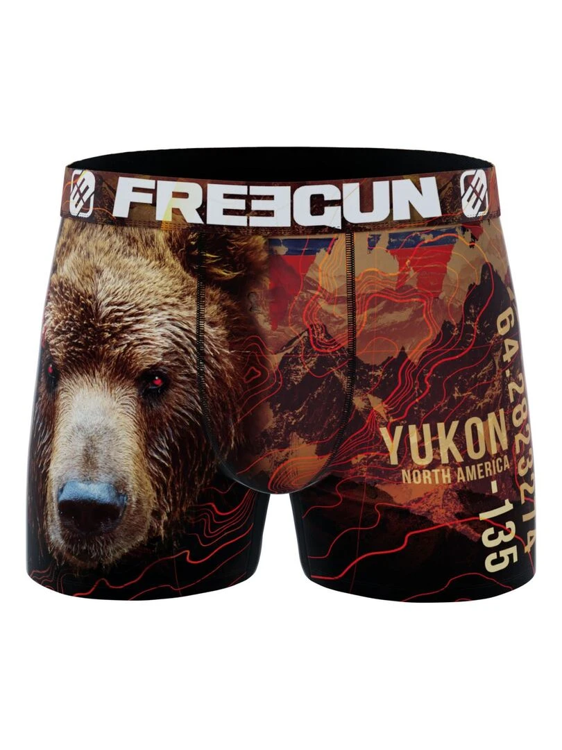 Lot de 4 boxers homme en polyester recyclé Animal Savage Freegun   Bleu