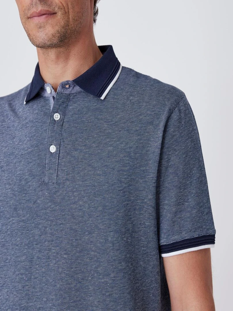 Polo maille jacquard Damart Bleu marine