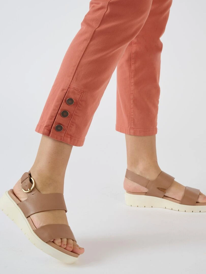 Pantalon 7/8ème boutons bas de jambes Damart Abricot