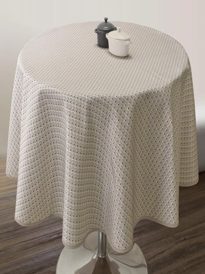 Nappe Anti taches Paon ficelle Ovale 150 x 240 cm Beige