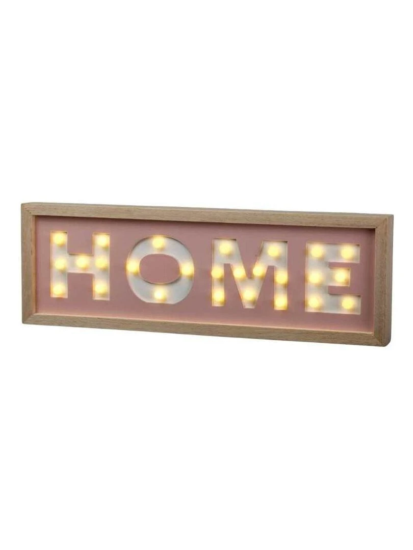 Bloc en bois Lumineux Lettres mot HOME leds L40 piles Beige