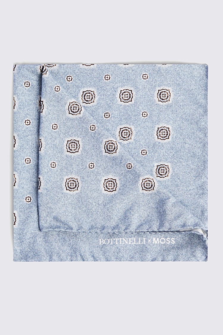 Bottinelli Sky Silk Medallion Pocket Square Buy Online at Moss