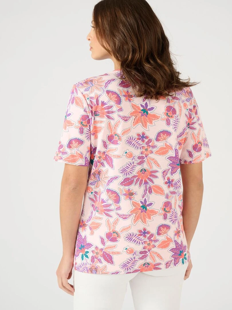 Tee shirt imprimé manches courtes.   Damart   Rose