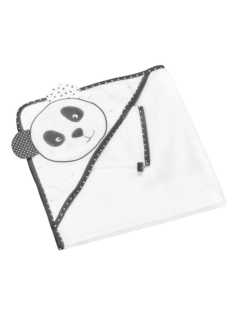 Cape de bain + gant panda Chao Chao (75 x 75 cm) Gris