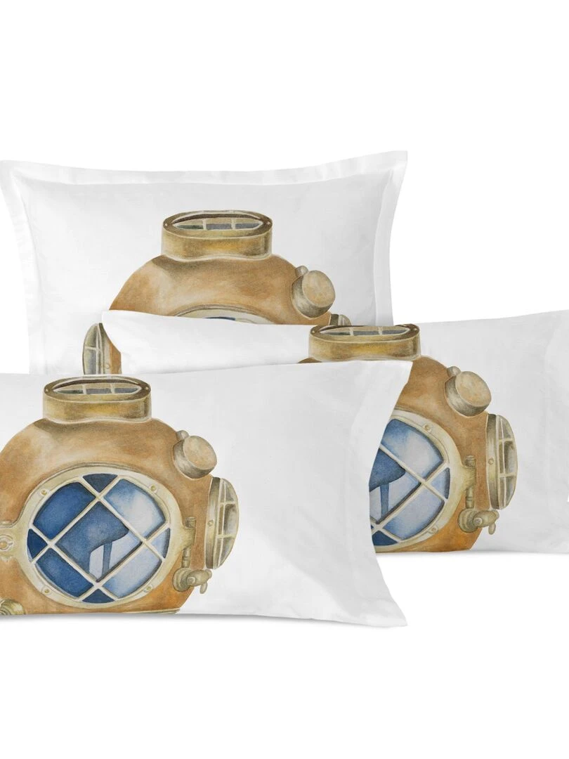 Taie d'oreiller Diving suit "Happyfriday" Blanc