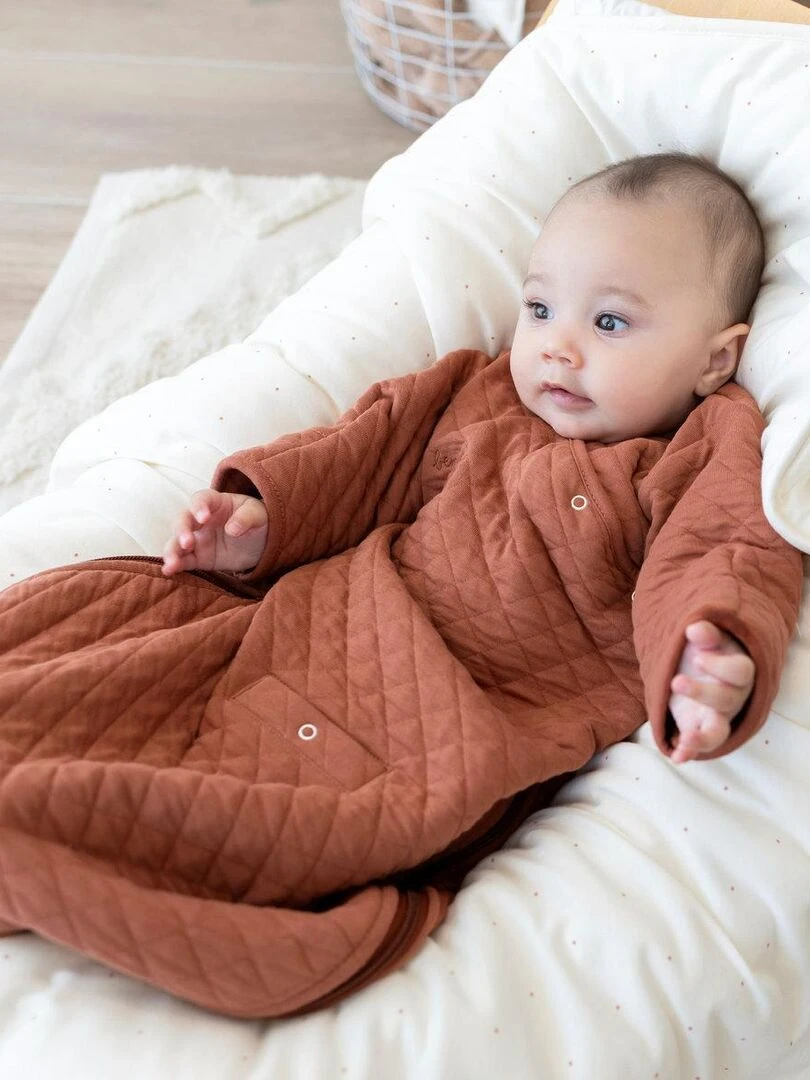 Bemini Gigoteuse avec moufles Pady quilted jersey Beige foncé