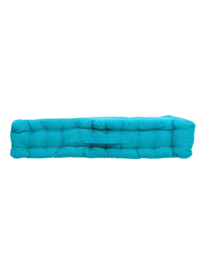 Coussin de sol uni en pur coton Bleu turquoise