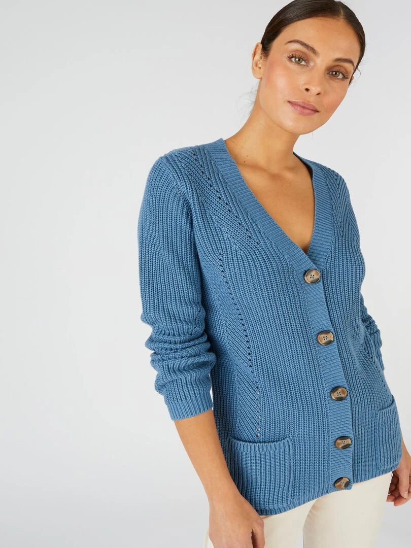 Gilet maille perlée Damart Bleu