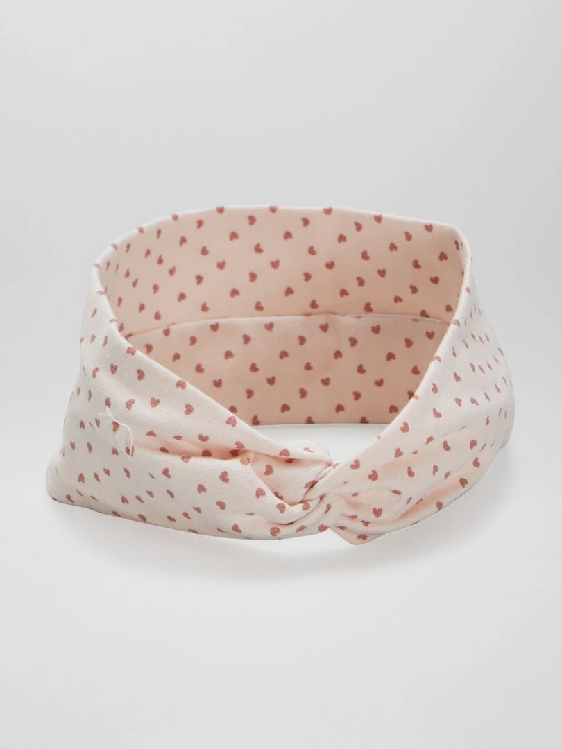 Lot de 2 bandeaux croisés en maille Rose/blanc