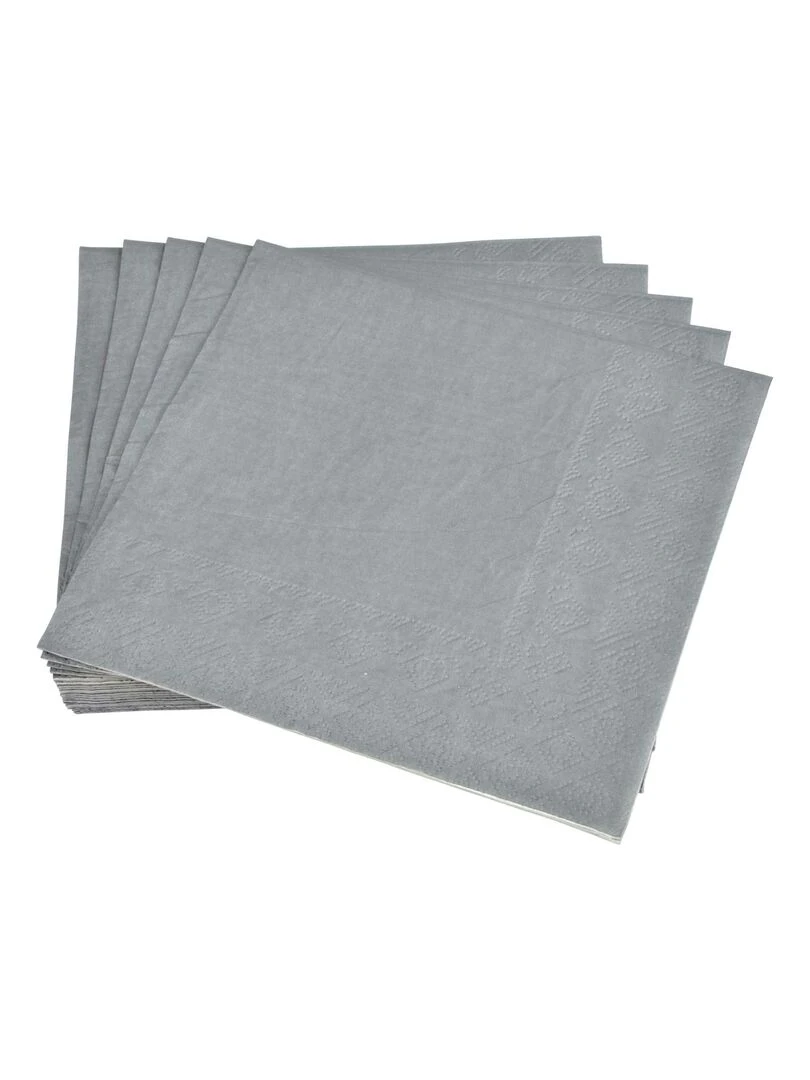 Lot de 20 serviettes en papier Tendance Uni Gris