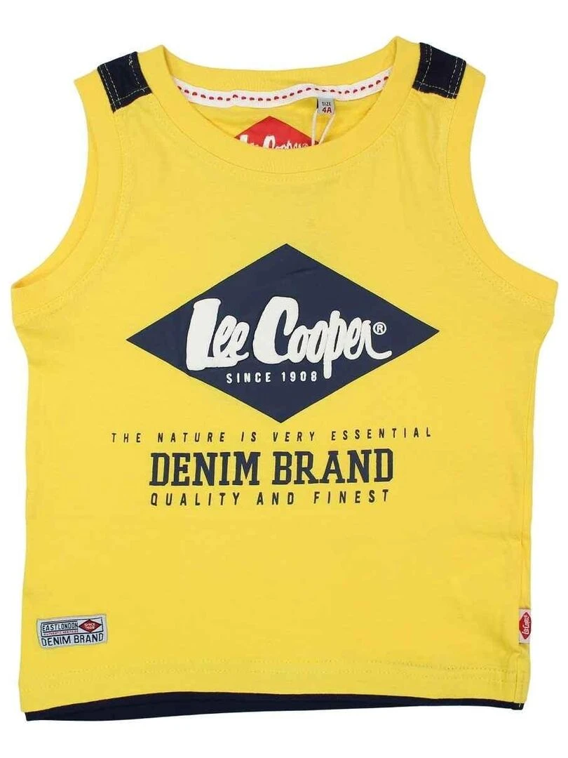 Lee Cooper T shirt garçon imprimé logo en coton Jaune