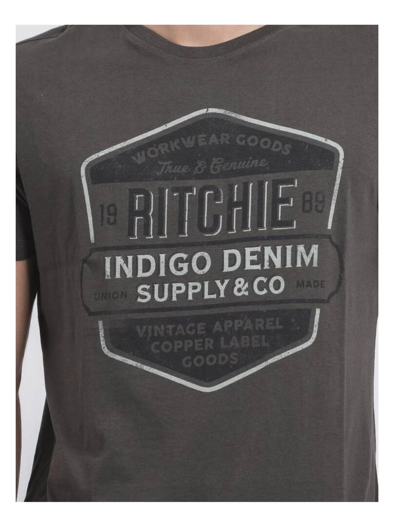 T shirt col rond pur coton JAGNY   Gris