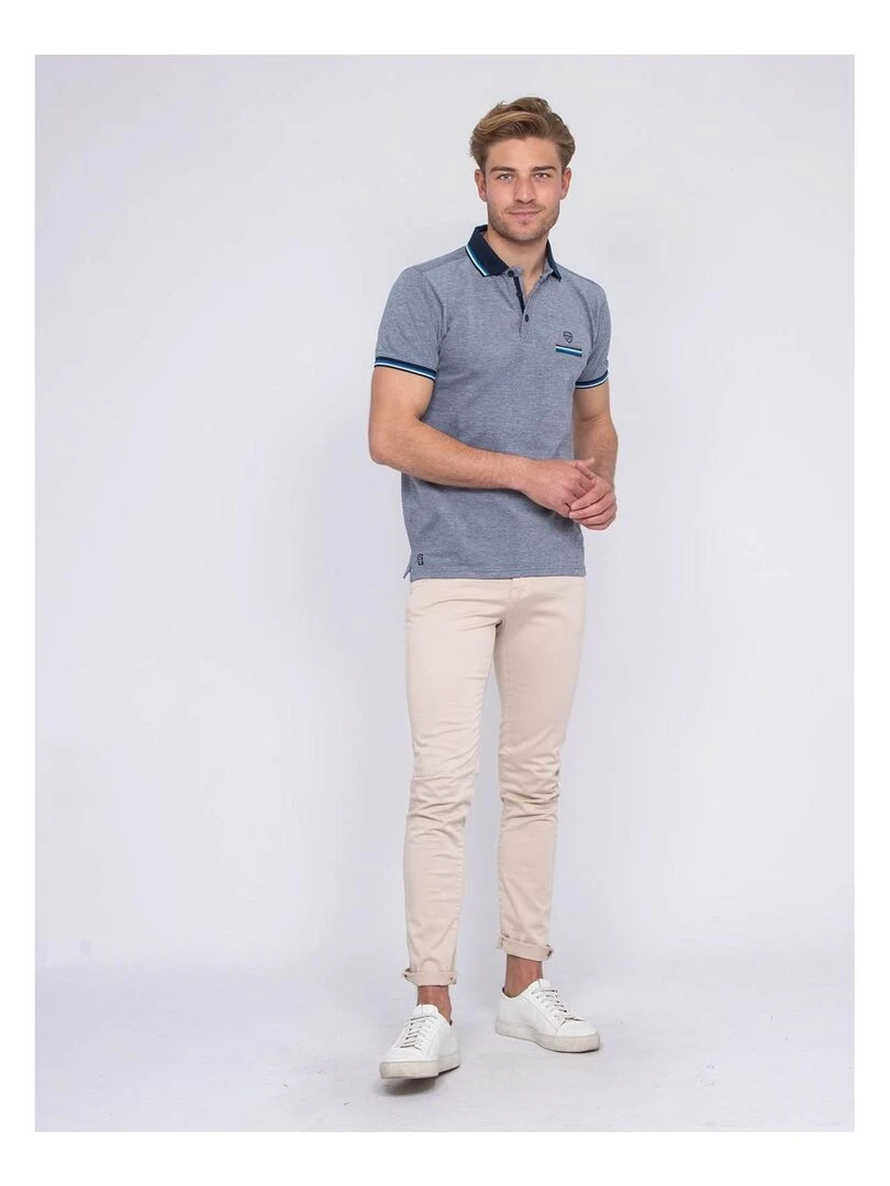 Polo pur coton PIONO   Bleu marine