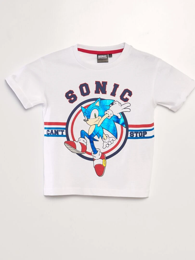T shirt imprimé métallisé 'Sonic' blanc