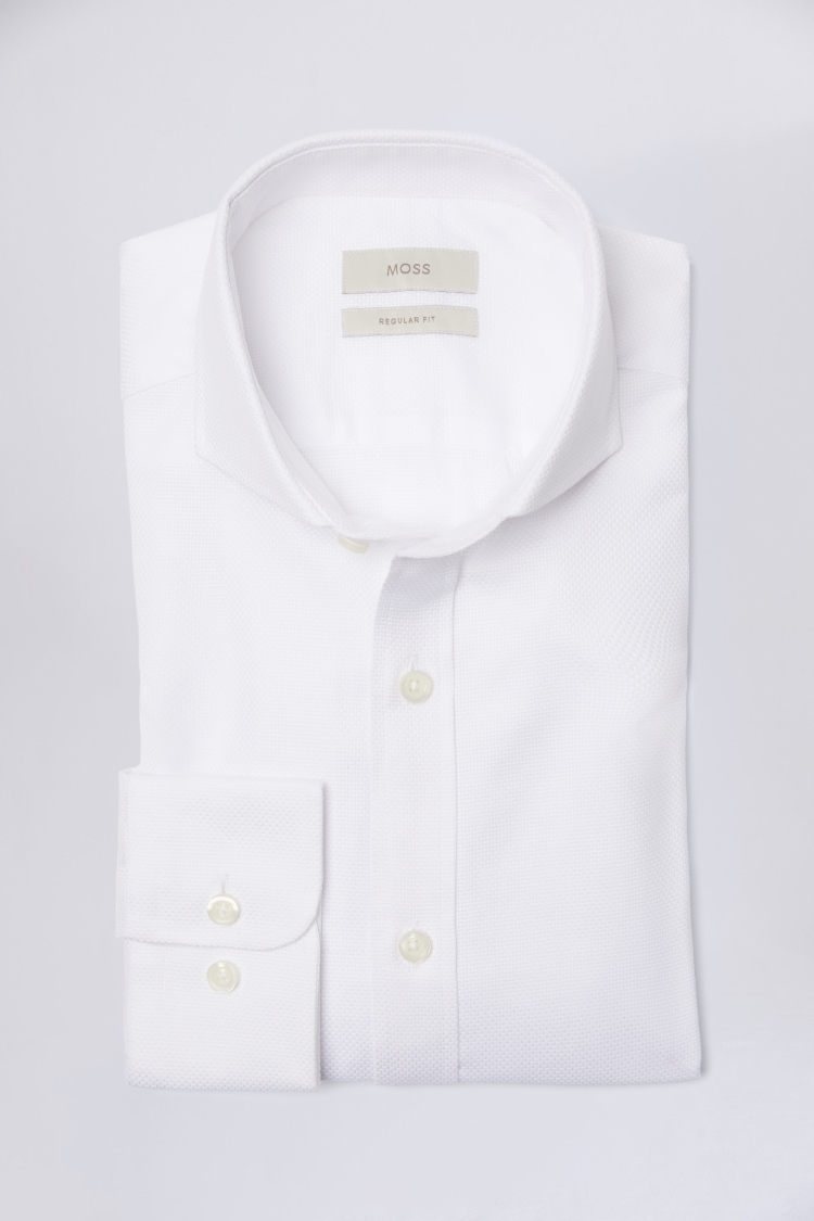 Regular Fit White Dobby Shirt   Buy Online at Moss