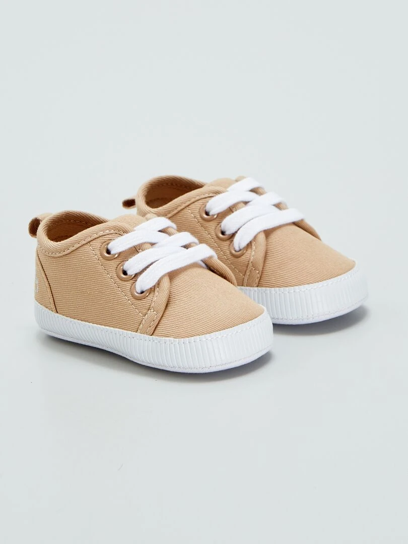 Baskets basses en coton Beige