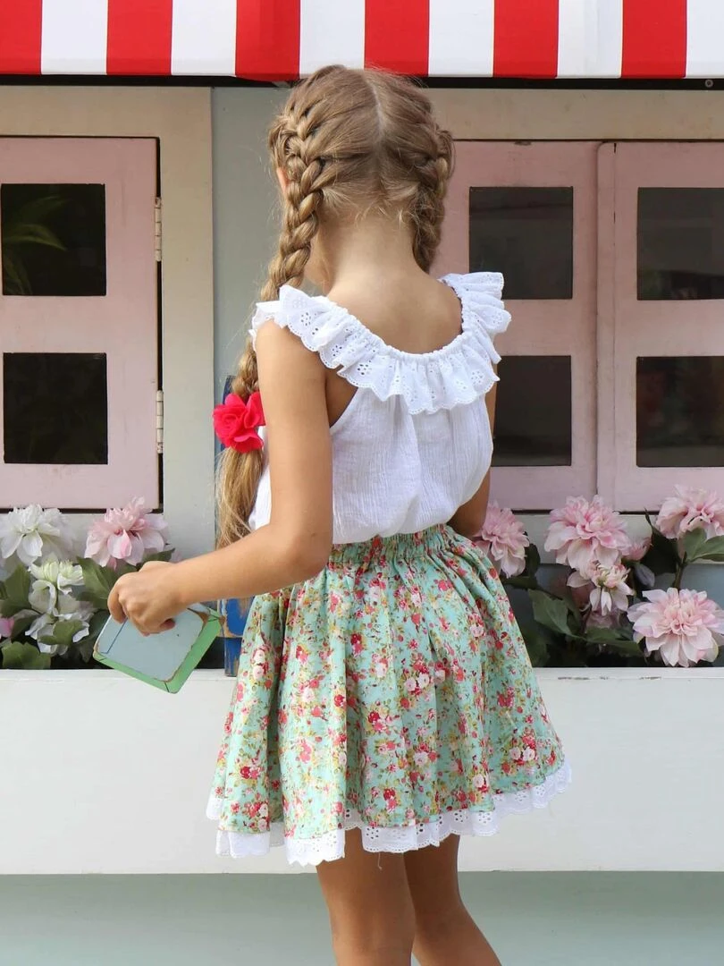 Blouse Blanche Été Fille Broderie Anglaise AURORE 'LA FAUTE A VOLTAIRE' Blanc