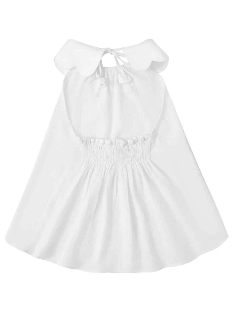 Blouse Blanche Été Fille  Col Fme Pétales  Tulipe   'LA FAUTE A VOLTAIRE'   Blanc