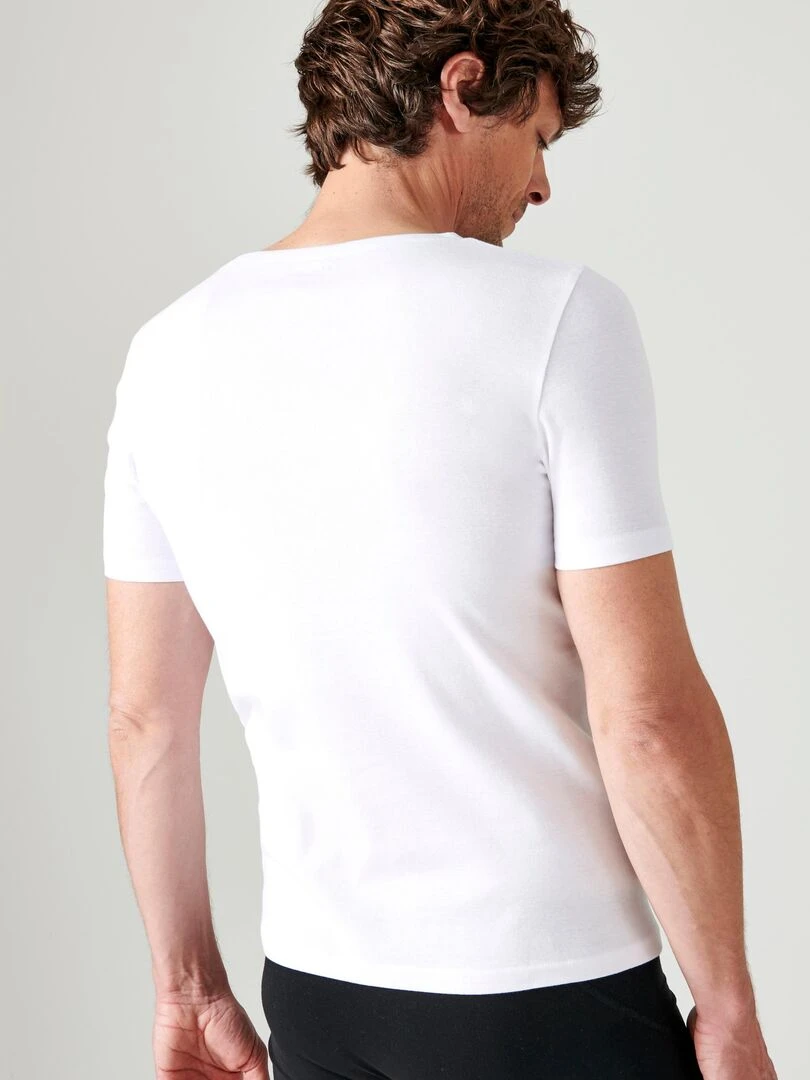 Lot de 2 t shirts col rond  manches courtes  Essential pur coton peigné   Damart   Blanc