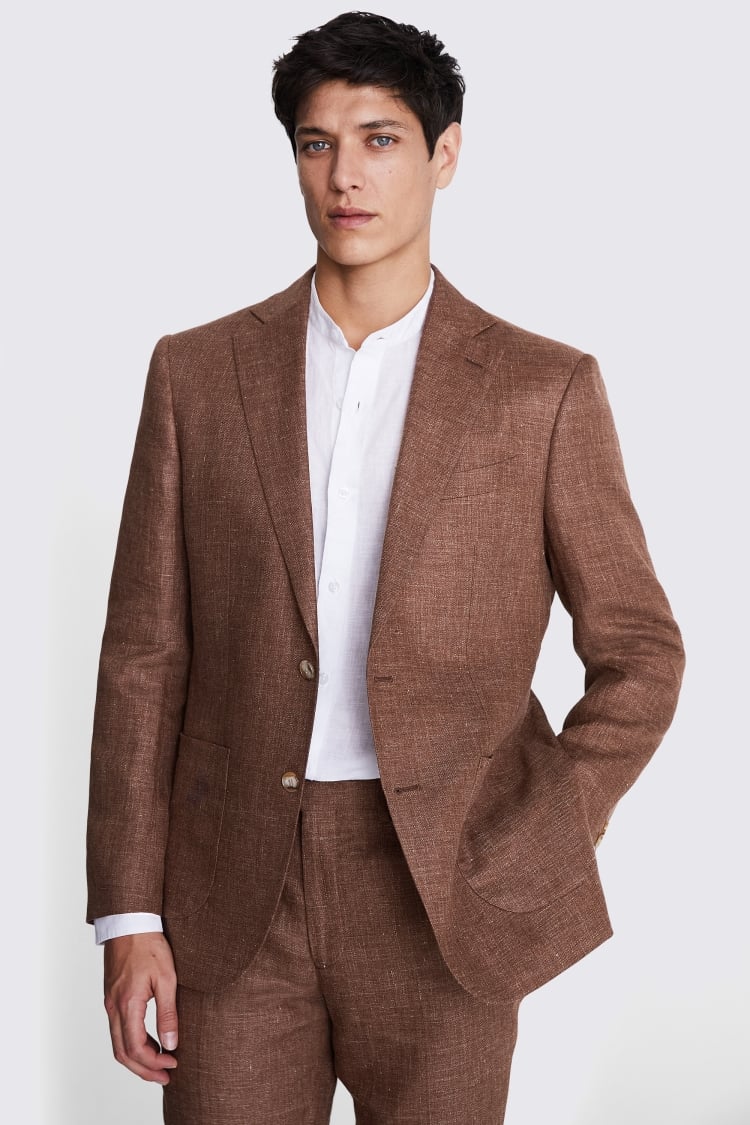 Slim Fit Oatmeal Linen Jacket   Buy Online at Moss