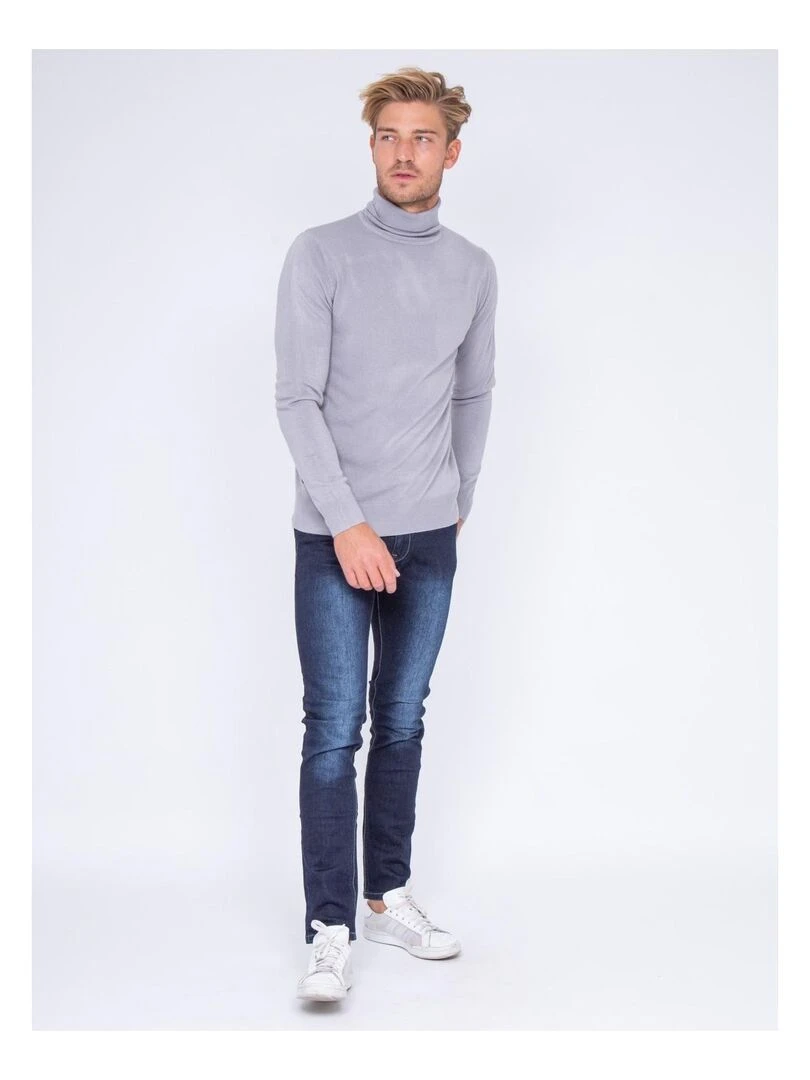 Pull col roulé aspect cachemire LOVOU   Gris clair