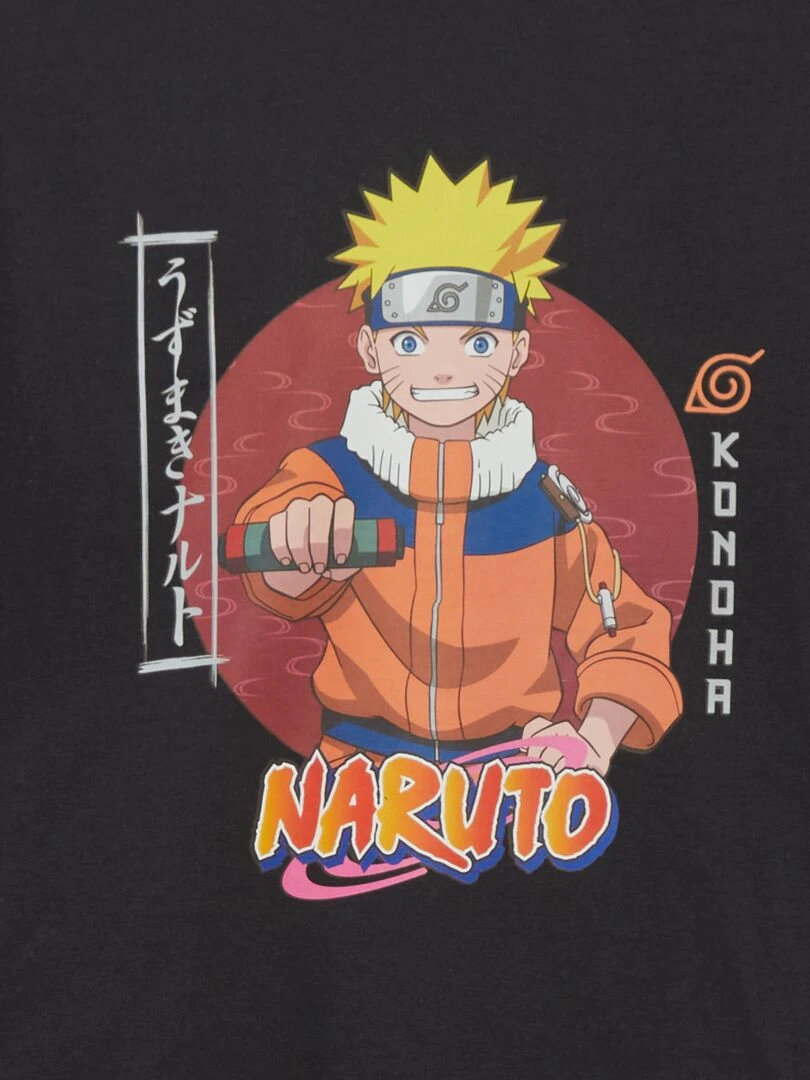 Ensemble pyjama court 'Naruto' 2 pièces noir/gris