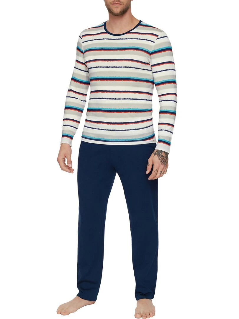 Pyjama pantalon top manches longues Mars Gris