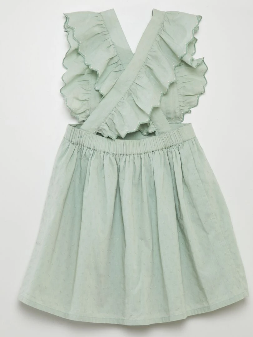 Robe tablier avec broderies   Vert