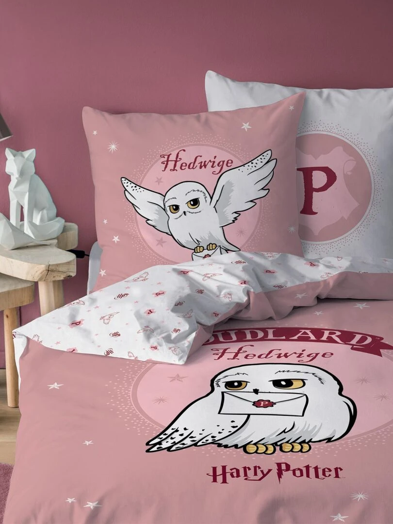 Parure de lit imprimée 100% coton HARRY POTTER FLY Rose