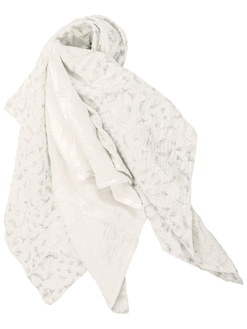Lot de 3 langes en coton bio Leafy Bunny Ecru