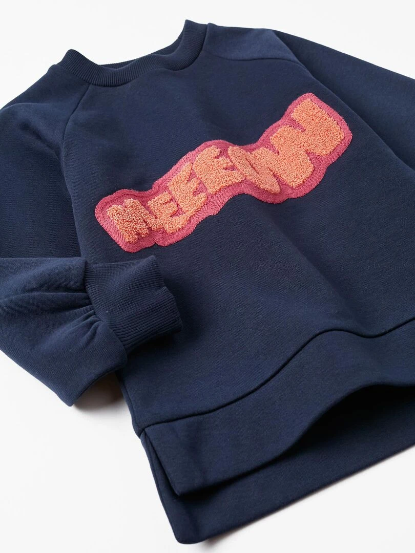 Sweat pour Fille 'Meeeow'   GREAT GOALS GREAT WORLD   Bleu foncé