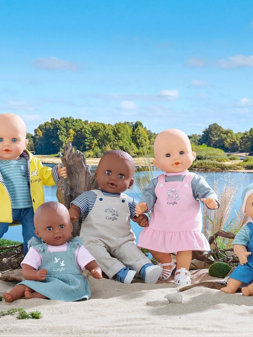 T Shirt et Salopette Écru Bords de Loire pour poupon 30 cm   Beige