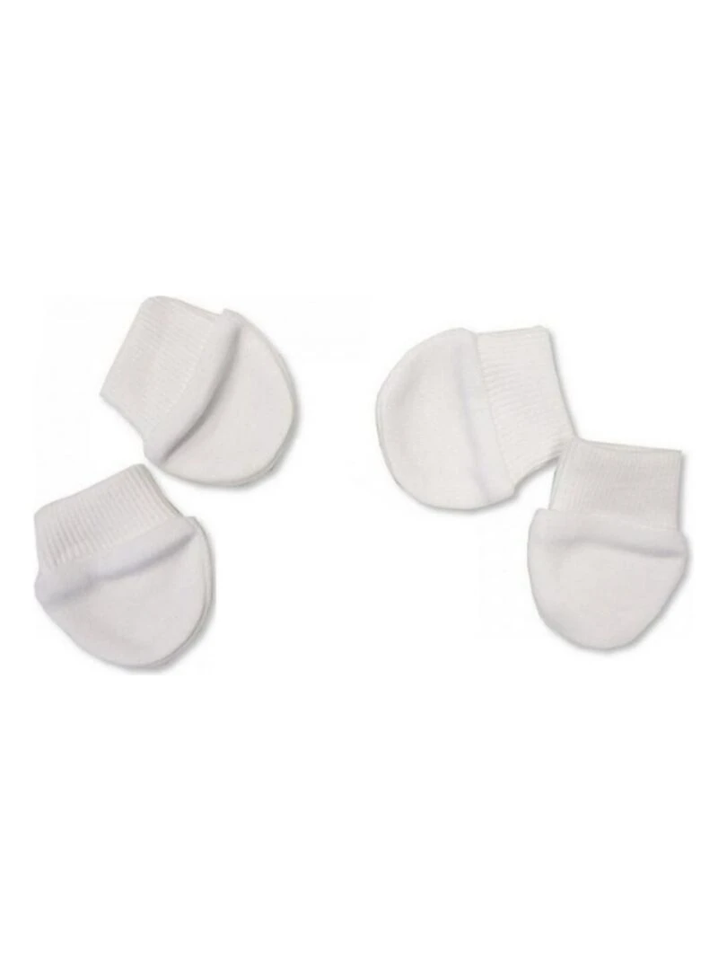 Lot de 2 paires de moufles pour prématuré Blanc